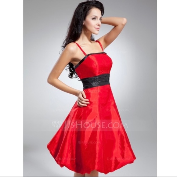Satin Red & Black Lace Goth Homecoming Dress - Picture 2 of 6